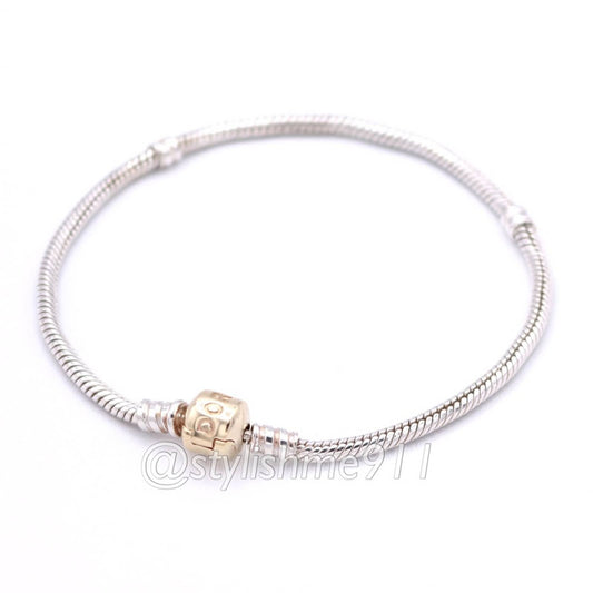 Authentic PANDORA Sterling Bracelet with 14K Gold Clasp