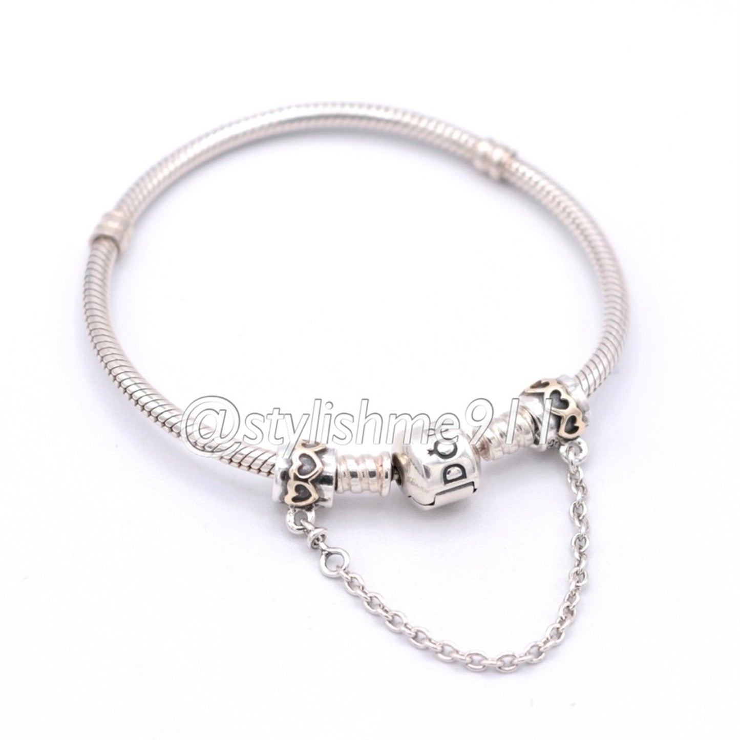 Authentic PANDORA Two Tone Heart Safety Chain - 790307-05