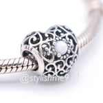 Authentic PANDORA April Signature Heart Charm - Rock Crystal - 791784RC