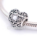 Authentic PANDORA April Signature Heart Charm - Rock Crystal - 791784RC