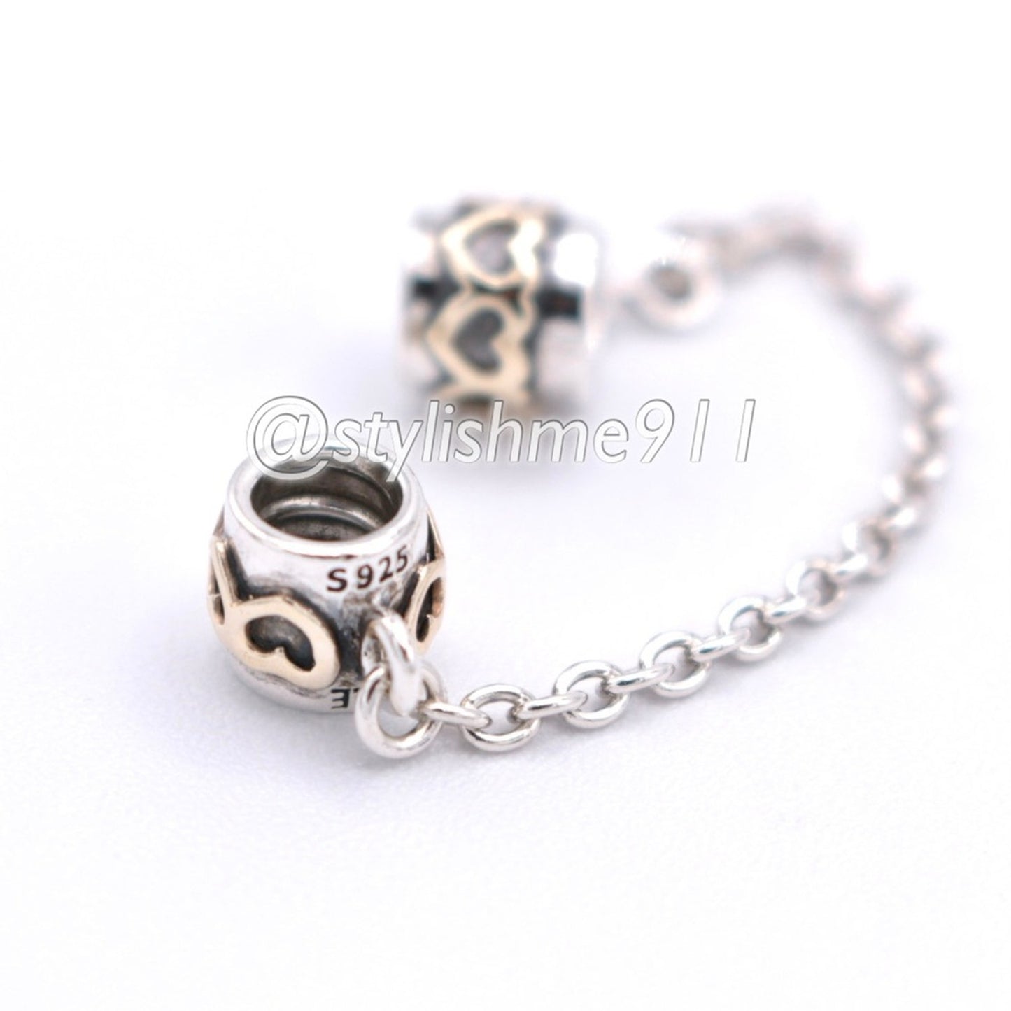 Authentic PANDORA Two Tone Heart Safety Chain - 790307-05