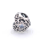 Authentic PANDORA March Signature Heart Charm - Aqua Blue Crystal - 791784NAB