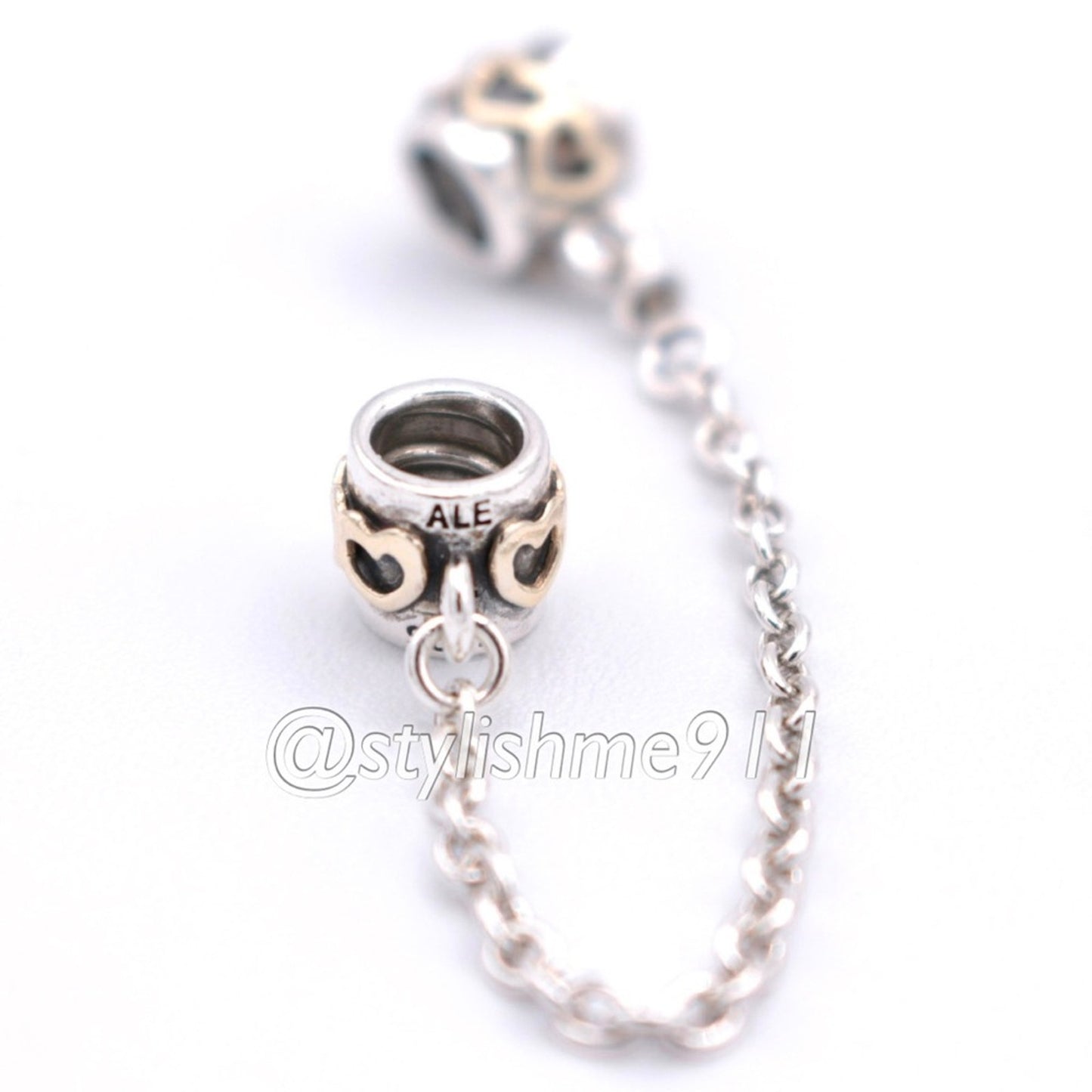 Authentic PANDORA Two Tone Heart Safety Chain - 790307-05