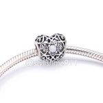 Authentic PANDORA April Signature Heart Charm - Rock Crystal - 791784RC