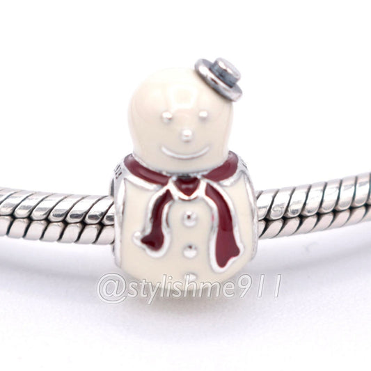 PANDORA Retired Sterling Silver Happy Snowman Charm - 791406ENMX