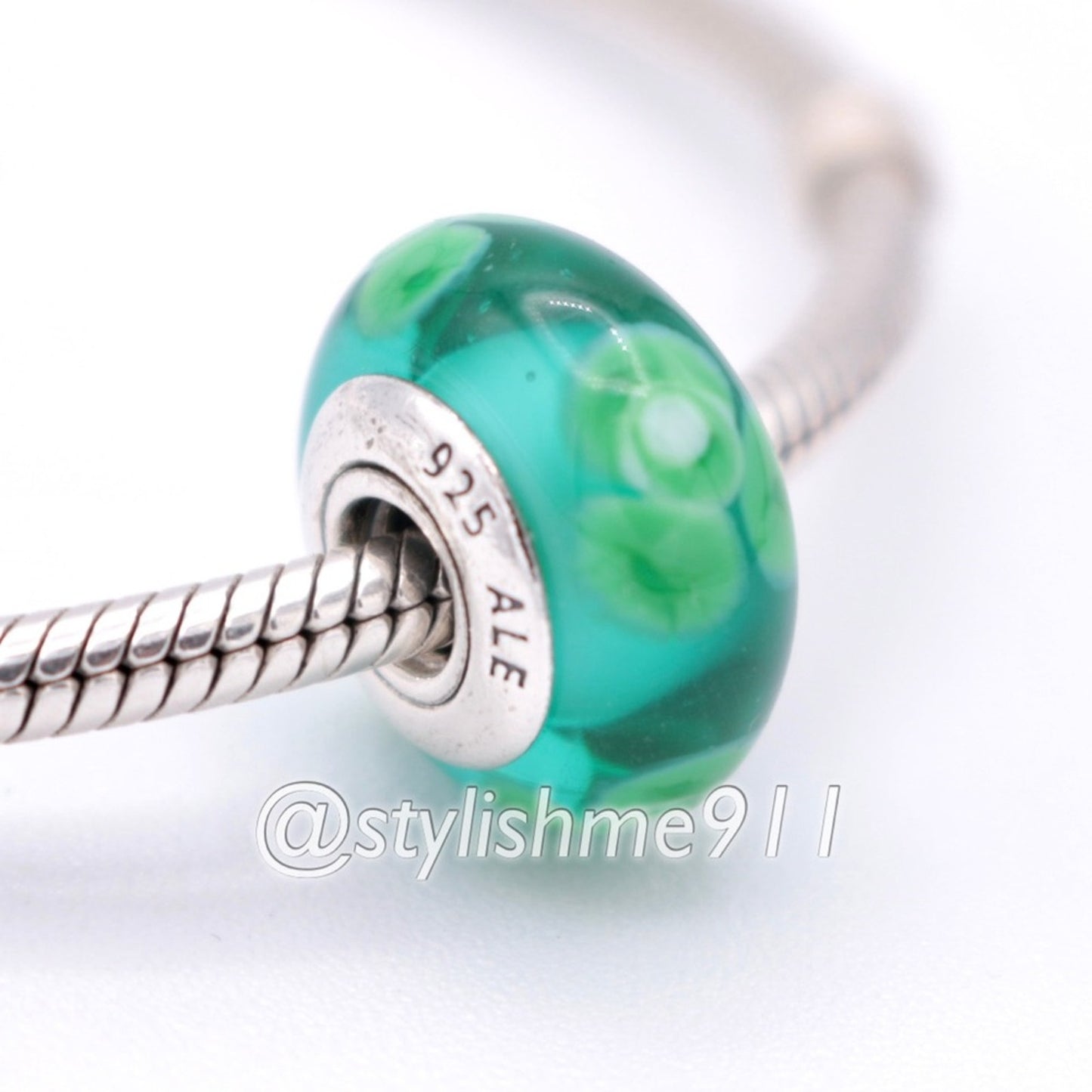 Authentic PANDORA Flowers For You Turquoise Green Charm - 790649