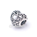 Authentic PANDORA April Signature Heart Charm - Rock Crystal - 791784RC