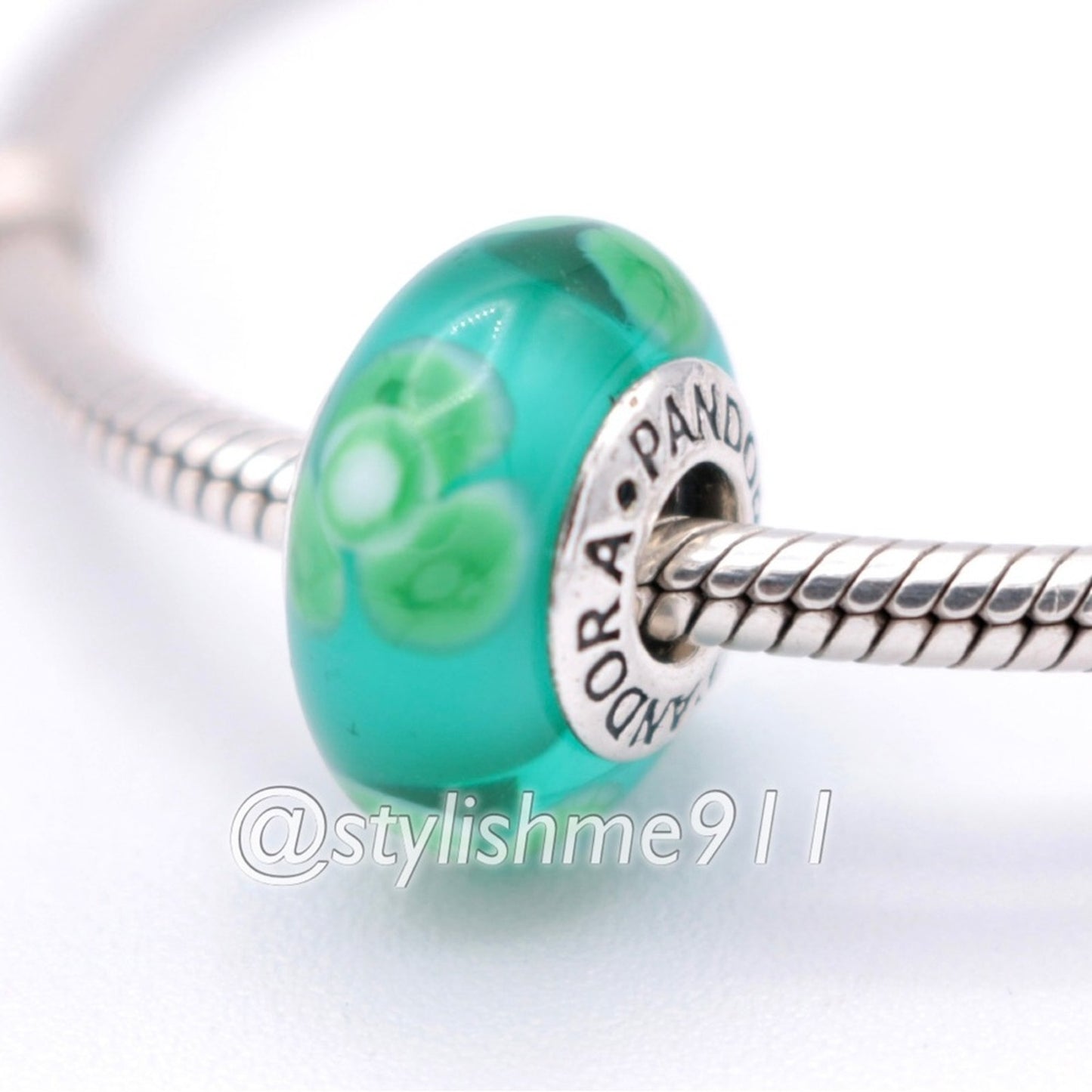 Authentic PANDORA Flowers For You Turquoise Green Charm - 790649