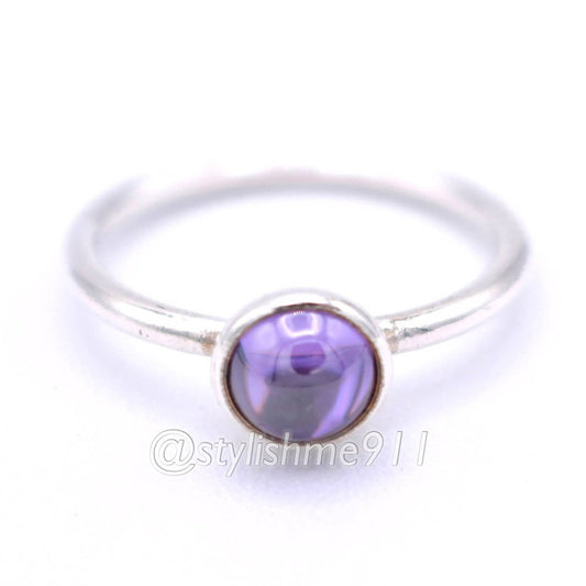 Authentic Pandora Small Poetic Droplet Ring with Purple Zirconia