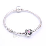 Authentic Pandora Blooming Rose Charm with Salmon Pink Zirconia