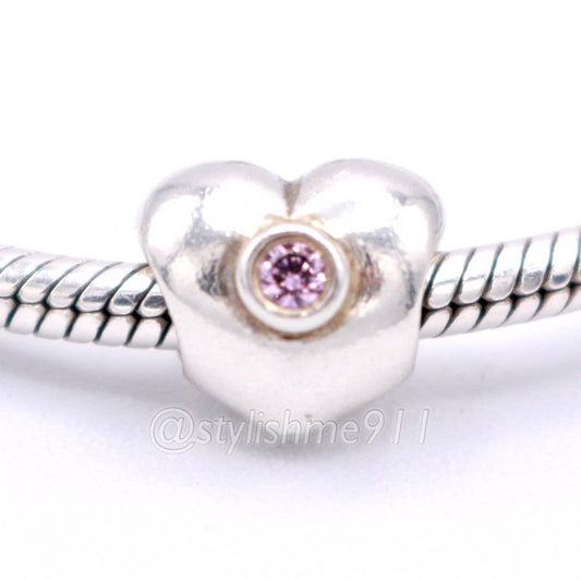 Authentic Pandora Heart with Pink Zirconia Charm - 790134PCZ