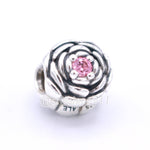 Authentic Pandora Blooming Rose Charm with Salmon Pink Zirconia