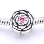 Authentic Pandora Blooming Rose Charm with Salmon Pink Zirconia