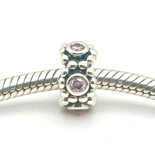  Authentic PANDORA Her Majesty Spacer with Pink Zirconia - 791122PCZ