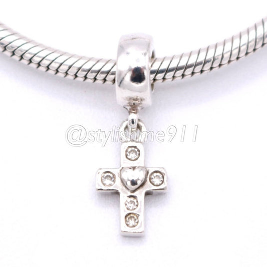 Authentic PANDORA Cross Dangle with Clear CZ Charm