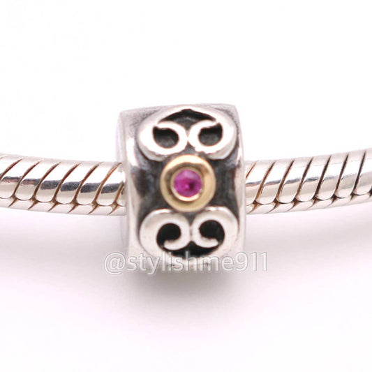 RARE _ Authentic PANDORA Double Heart Pink Sapphire Clip - 790382PSA