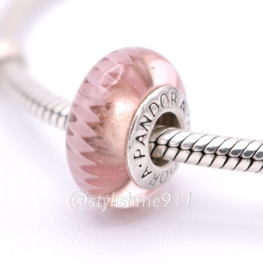 Authentic PANDORA Pink Zig Zag Murano Glass Charm - 790620