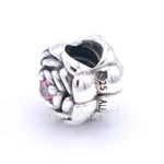 Authentic Pandora Blooming Rose Charm with Salmon Pink Zirconia