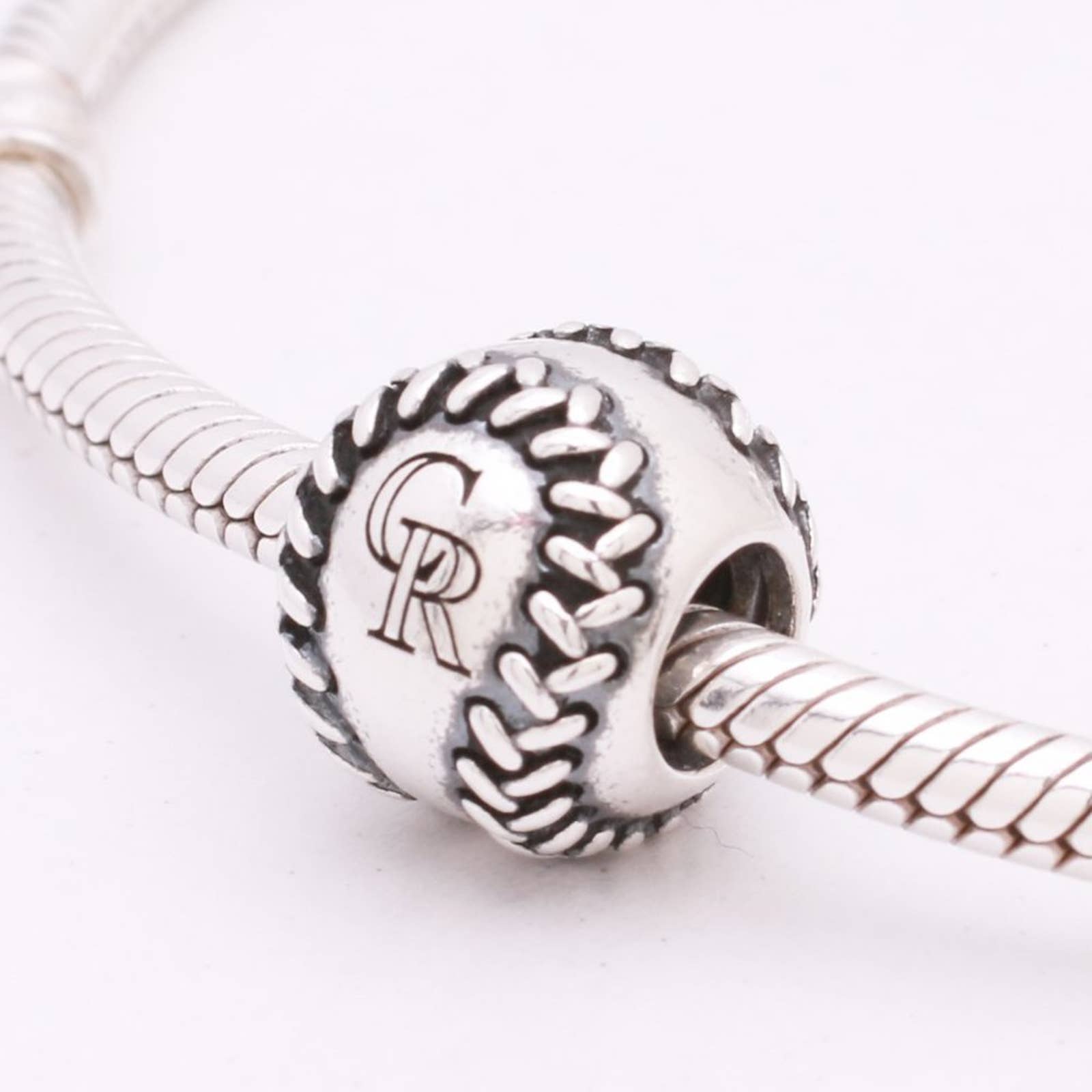 Authentic PANDORA Colorado Rockies Engraved Baseball Charm - USB790969-G009