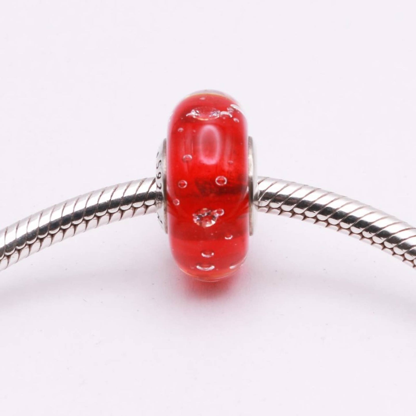 Authentic PANDORA Red Effervescence Glass Murano Charm