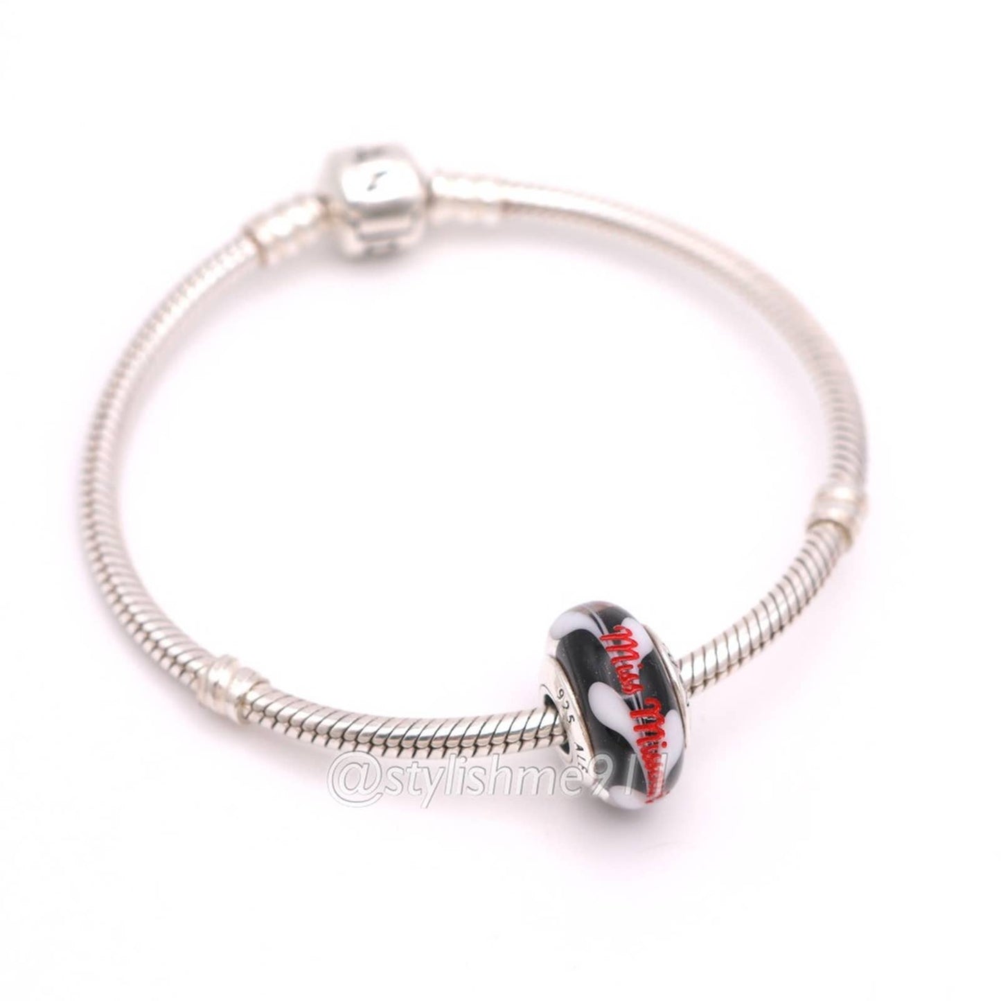 Authentic PANDORA Limited Edition Miss Missouri 2009 White & Black Glass Murano - 790676