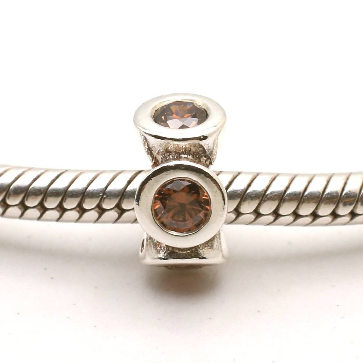 Authentic PANDORA Sterling Silver Lights Spacer with Brown Zirconia - 790226BCZ