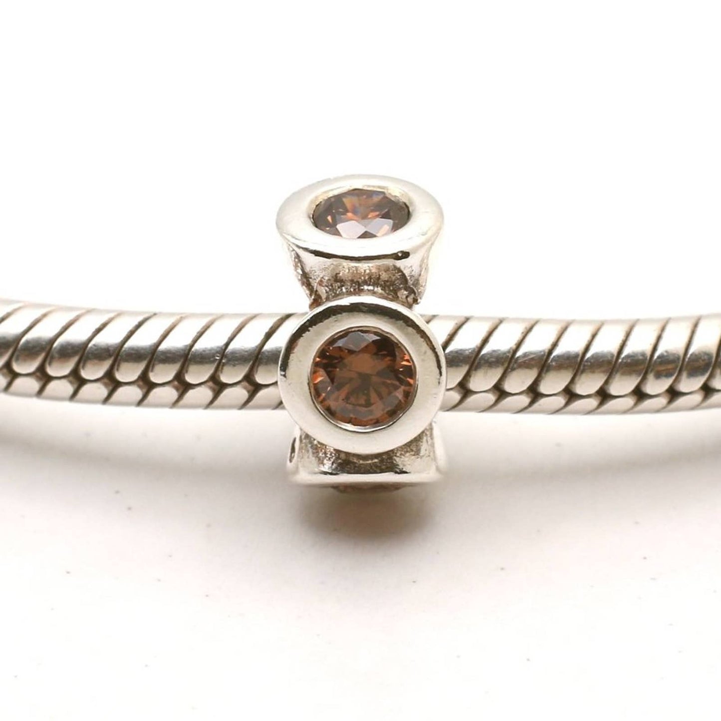 Authentic PANDORA Sterling Silver Lights Spacer with Brown Zirconia - 790226BCZ