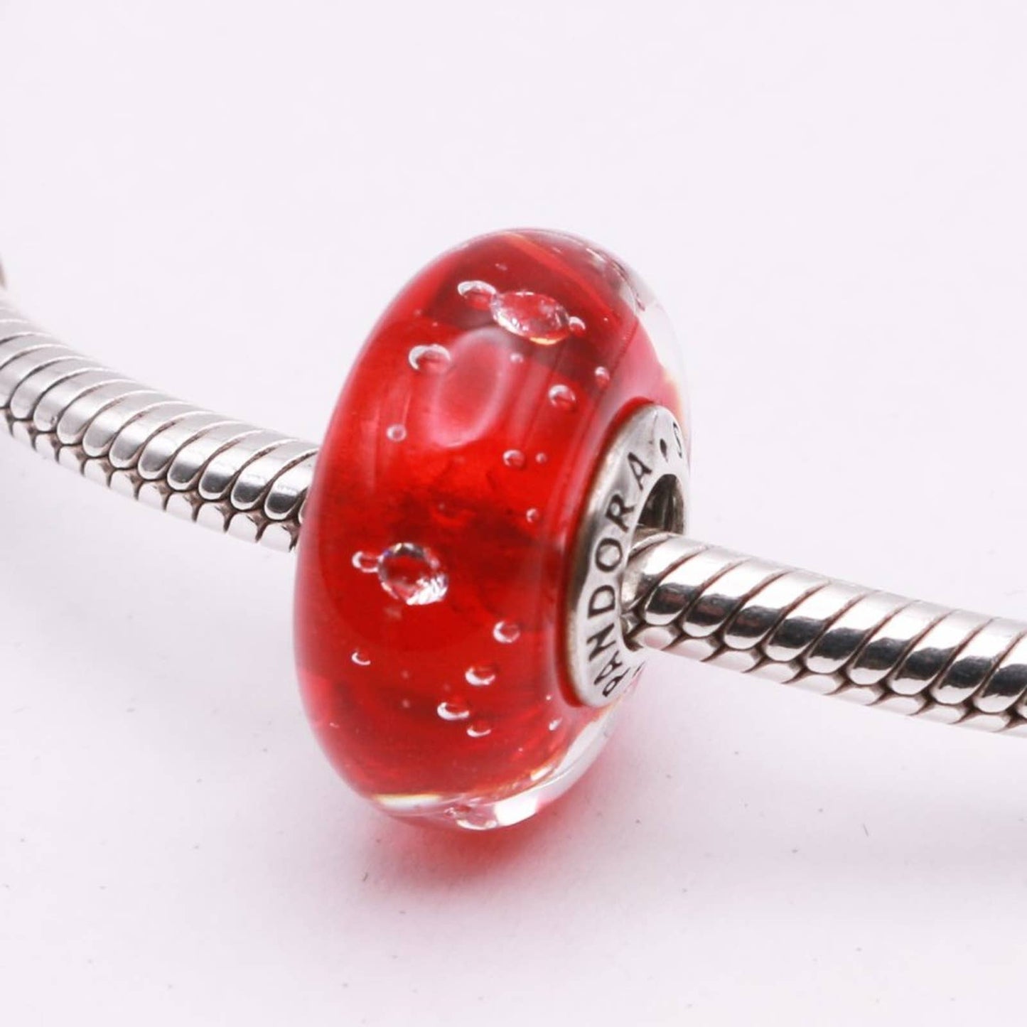 Authentic PANDORA Red Effervescence Glass Murano Charm