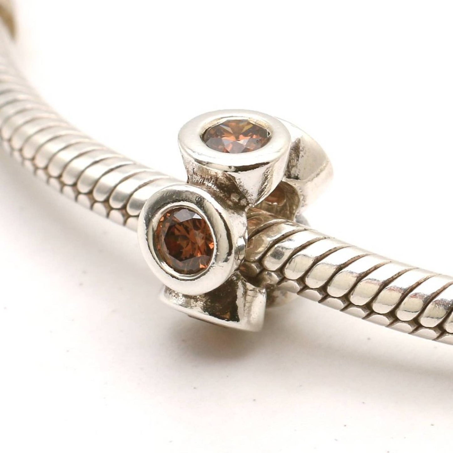 Authentic PANDORA Sterling Silver Lights Spacer with Brown Zirconia - 790226BCZ